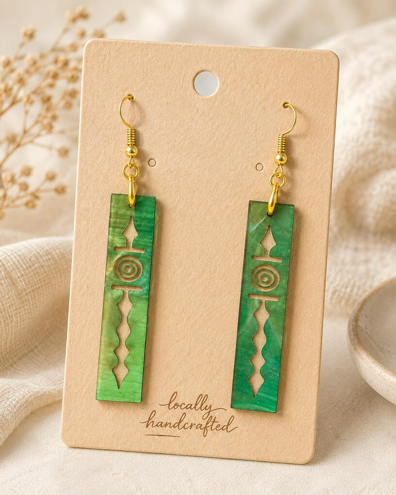 Green Tribal Earrings